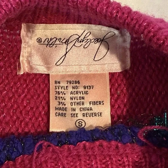 VTG 90s Jaclyn Smith Beaded Floral Sweater Womens S Pink Purple‎ Knit Retro Glam - Picture 6 of 7